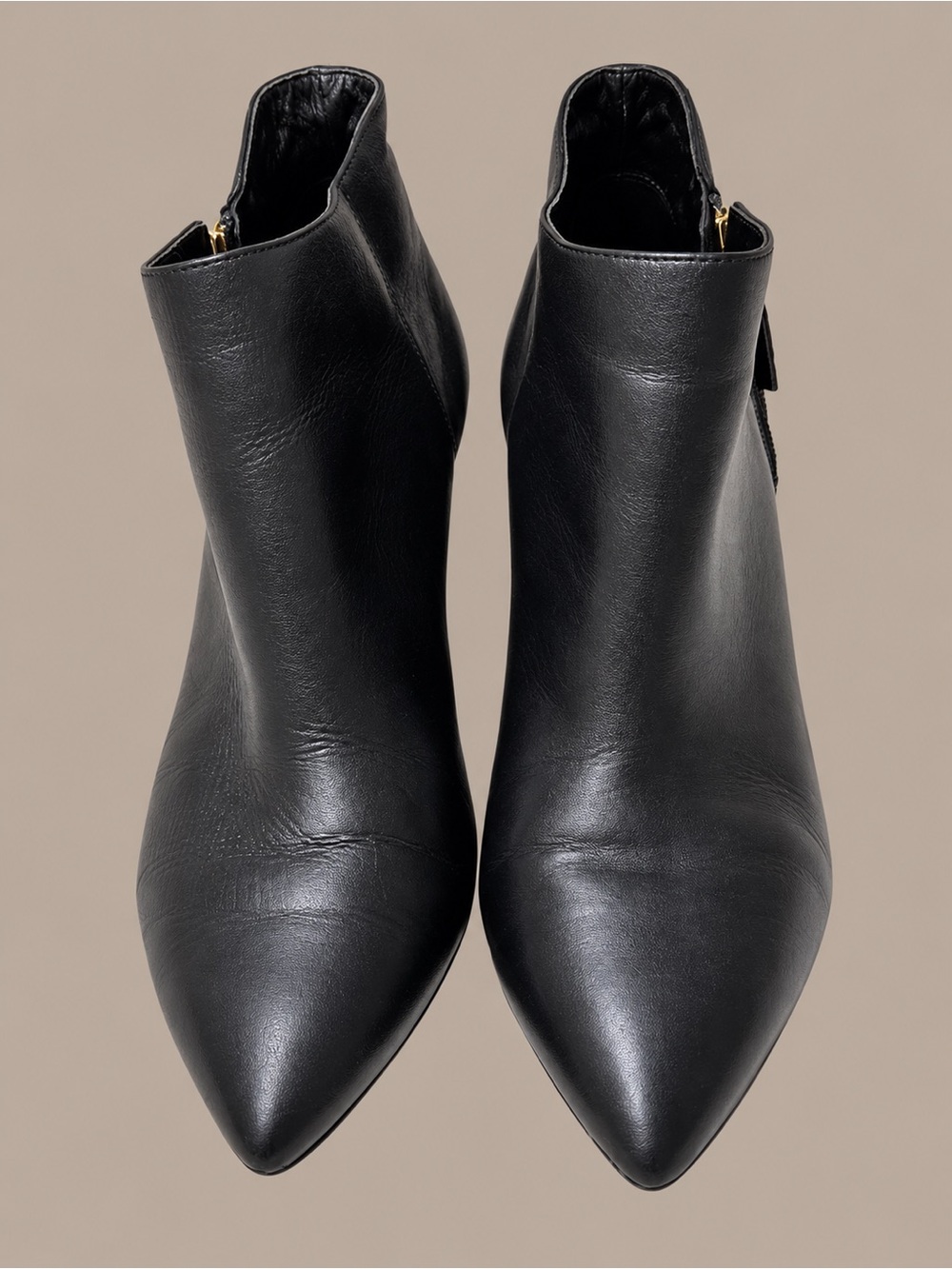 Nine West Black Pointed Leather Ankle Booties